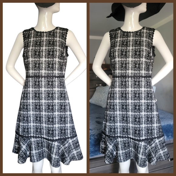 🌸Karl Lagerfeld🌸 Black and White Checkered Midi Dress - Picture 1 of 10